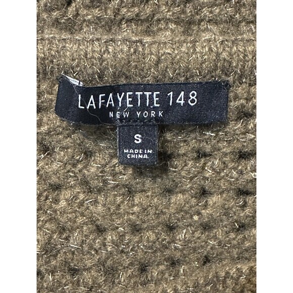Lafayette 148 New York Size S Cashmere Gold Thread Open Knit Sweater Vest Luxury - Picture 9 of 10